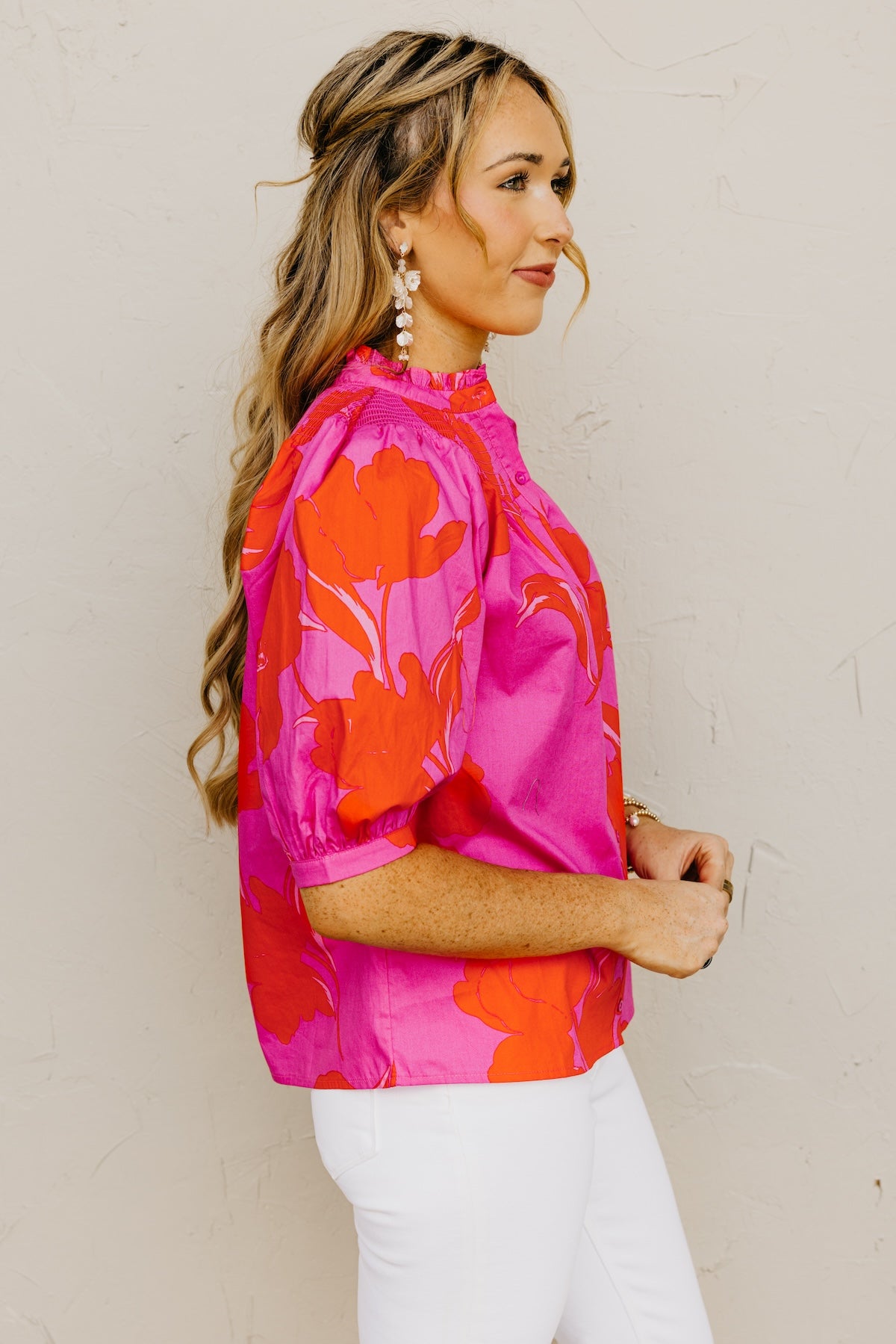 The Avery Floral Smocked Mock Neck Top