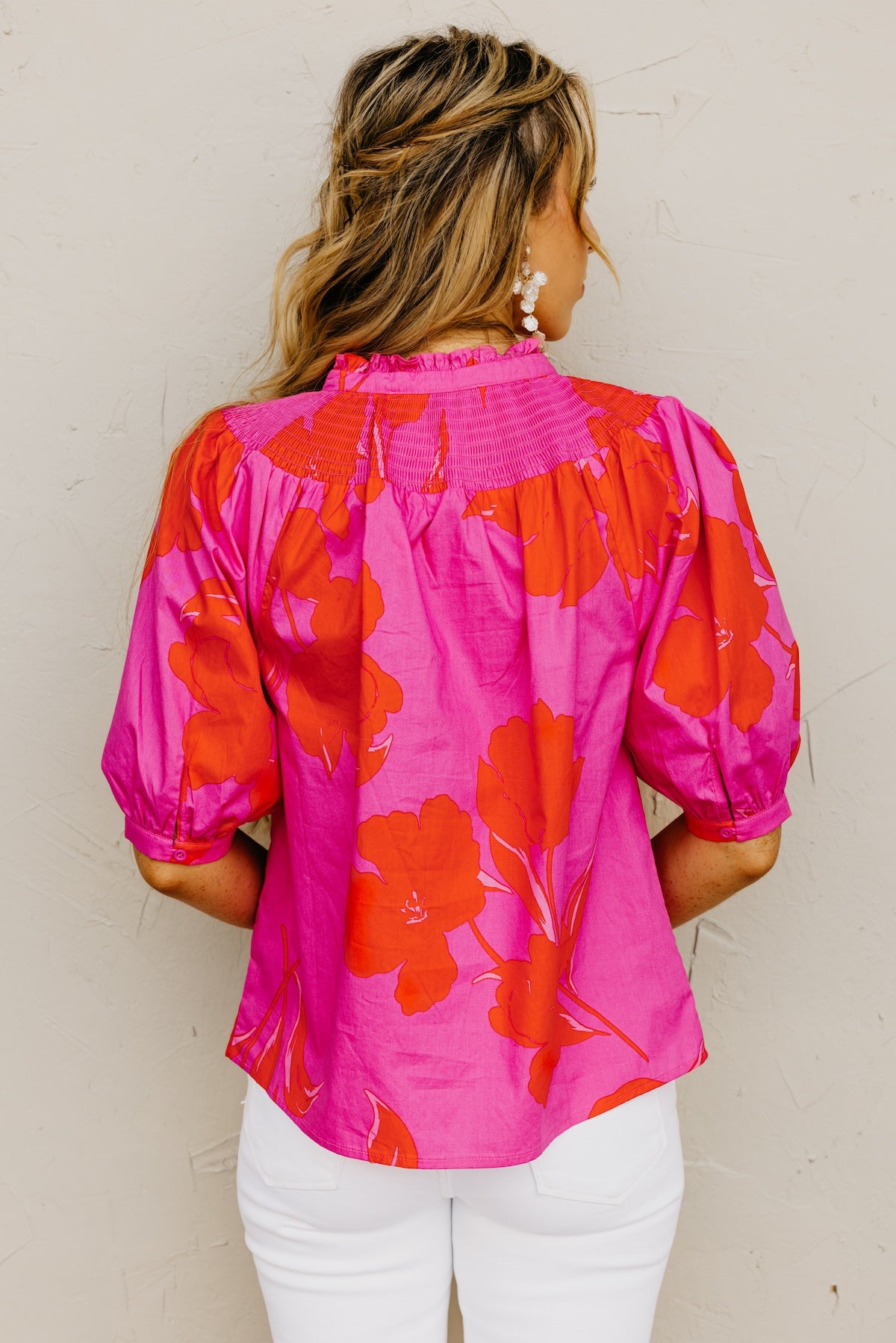 The Avery Floral Smocked Mock Neck Top