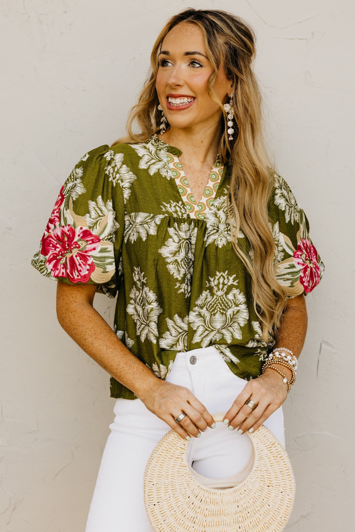 The Mekhi Embroidered Puff Sleeve Top