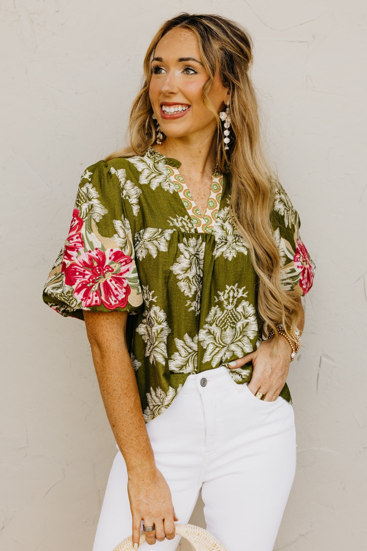 The Mekhi Embroidered Puff Sleeve Top