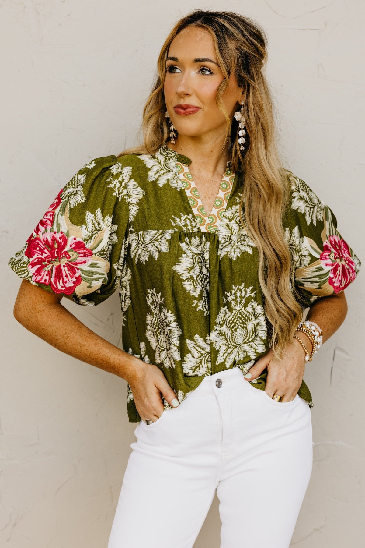 The Mekhi Embroidered Puff Sleeve Top