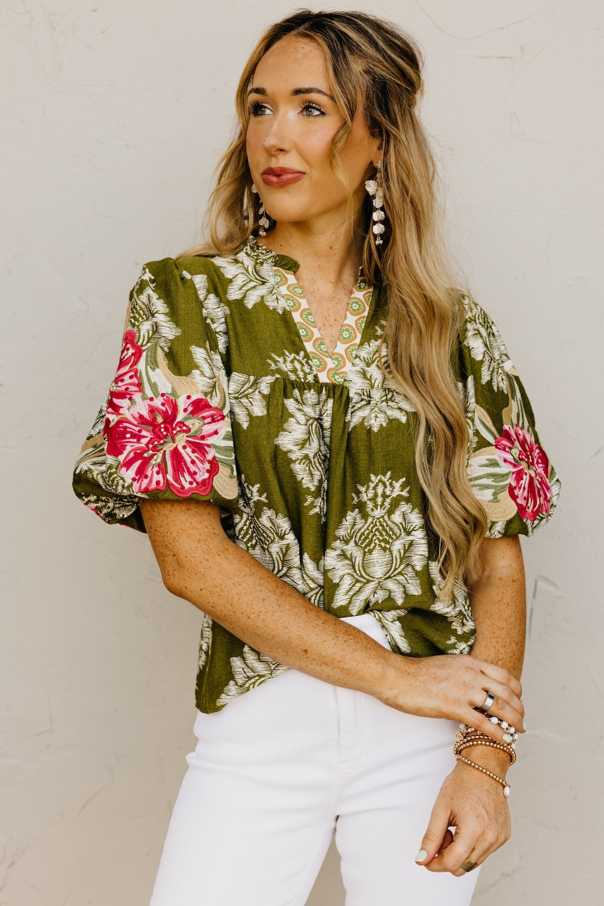 The Mekhi Embroidered Puff Sleeve Top