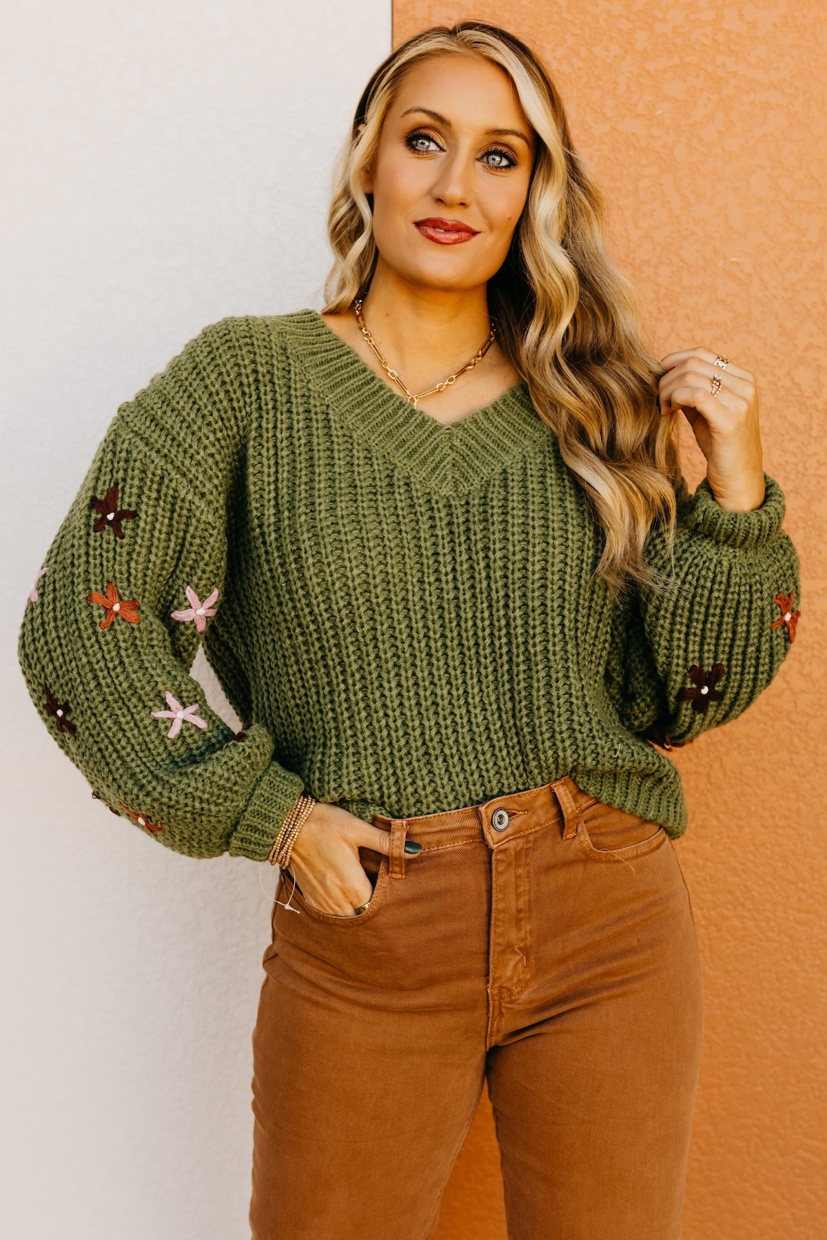 The Dario Floral Embroidered Chunky Knit Sweater