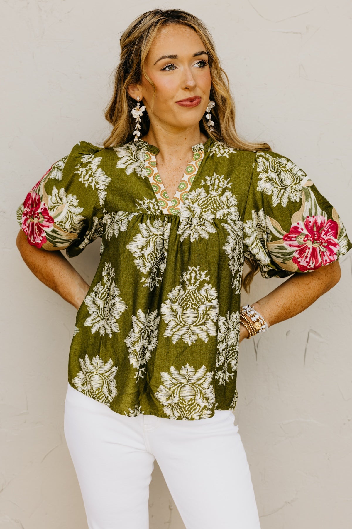 The Mekhi Embroidered Puff Sleeve Top