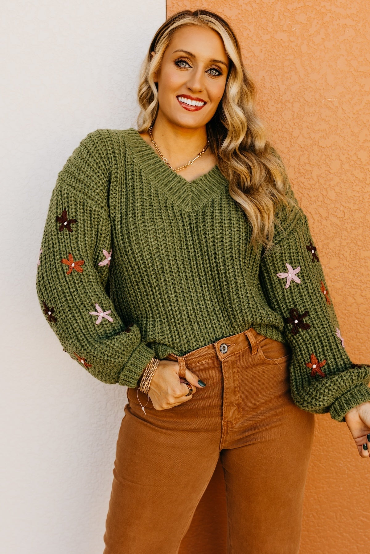 The Dario Floral Embroidered Chunky Knit Sweater