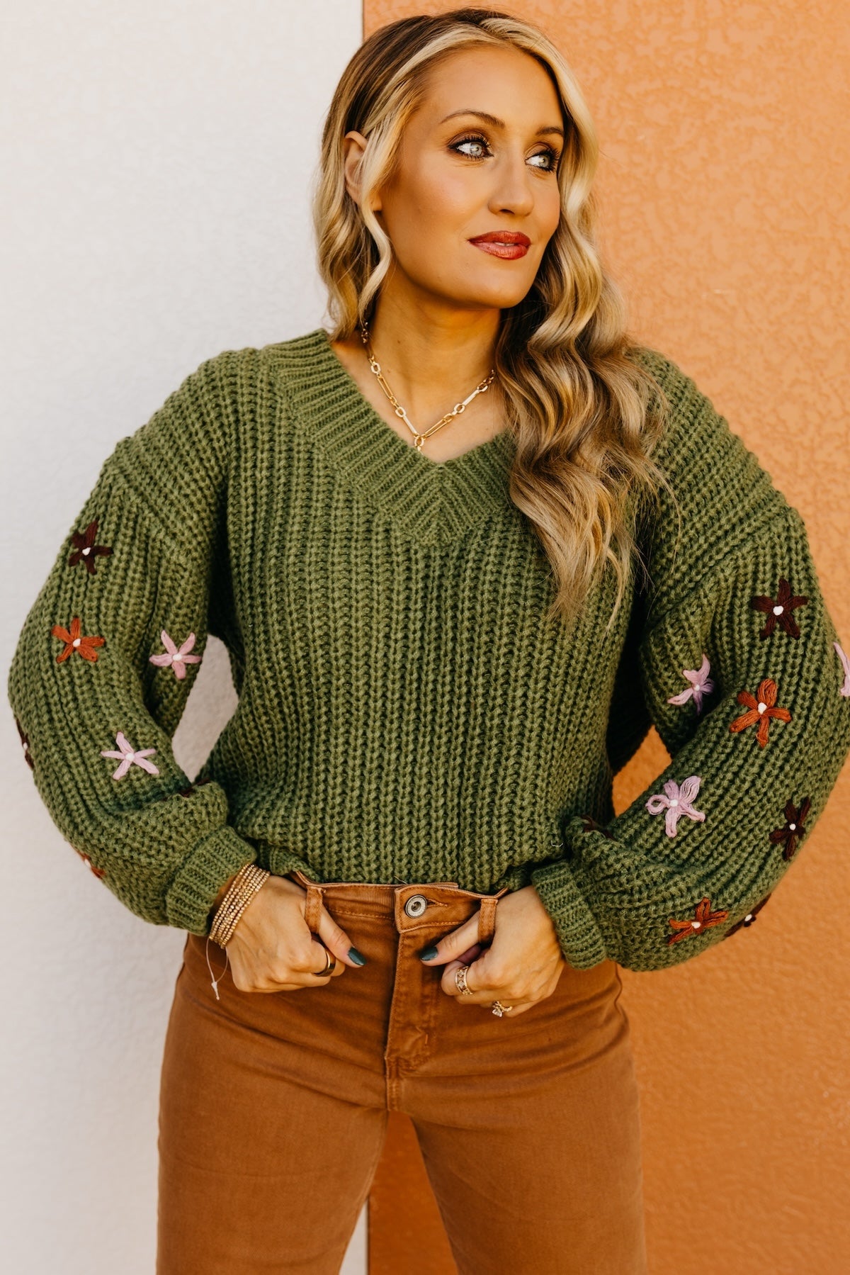 The Dario Floral Embroidered Chunky Knit Sweater