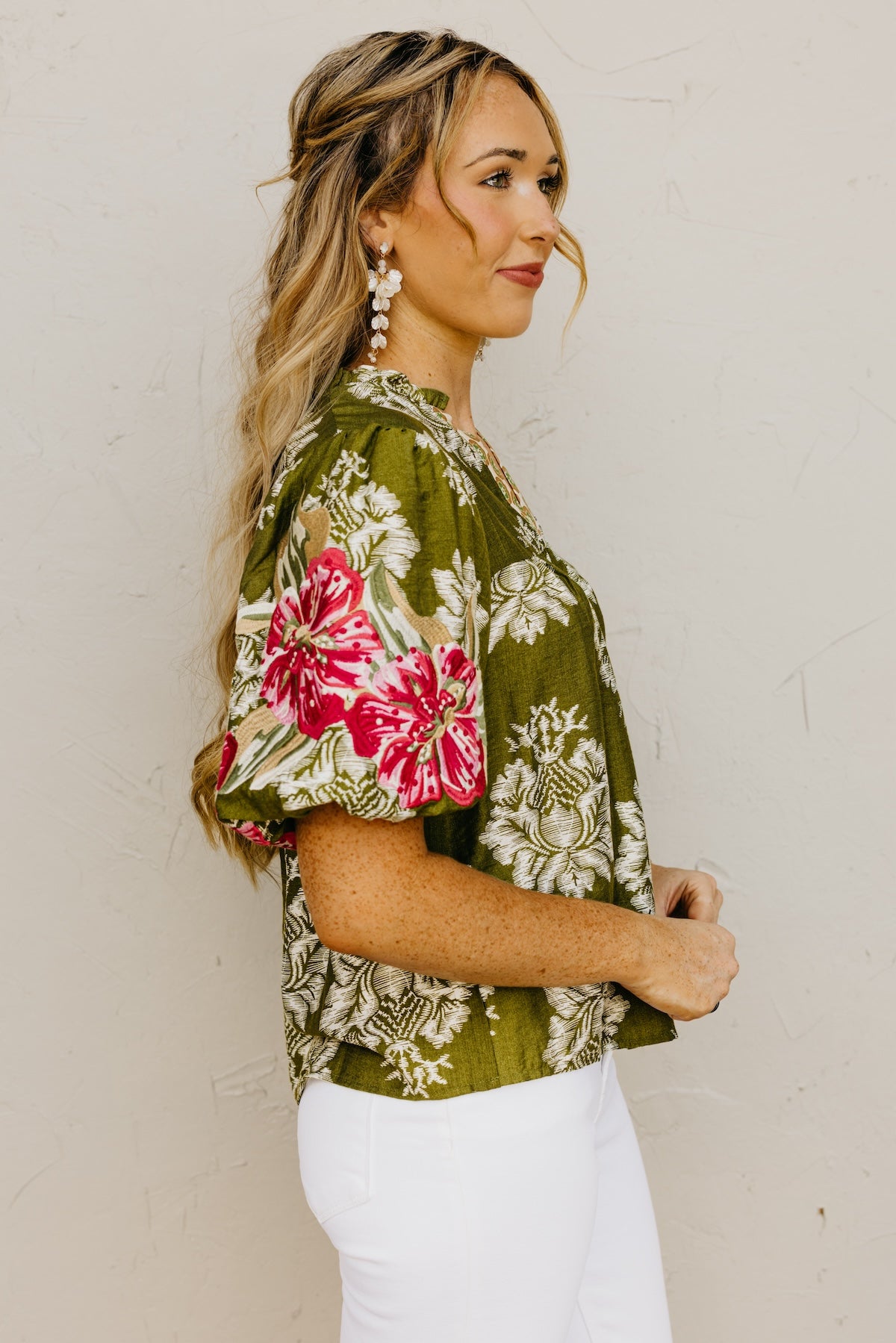 The Mekhi Embroidered Puff Sleeve Top