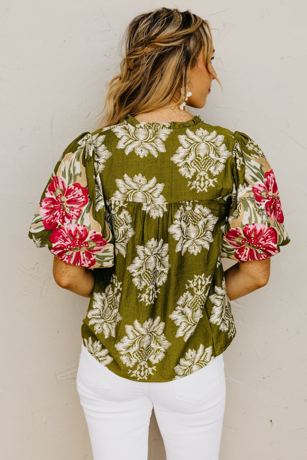 The Mekhi Embroidered Puff Sleeve Top