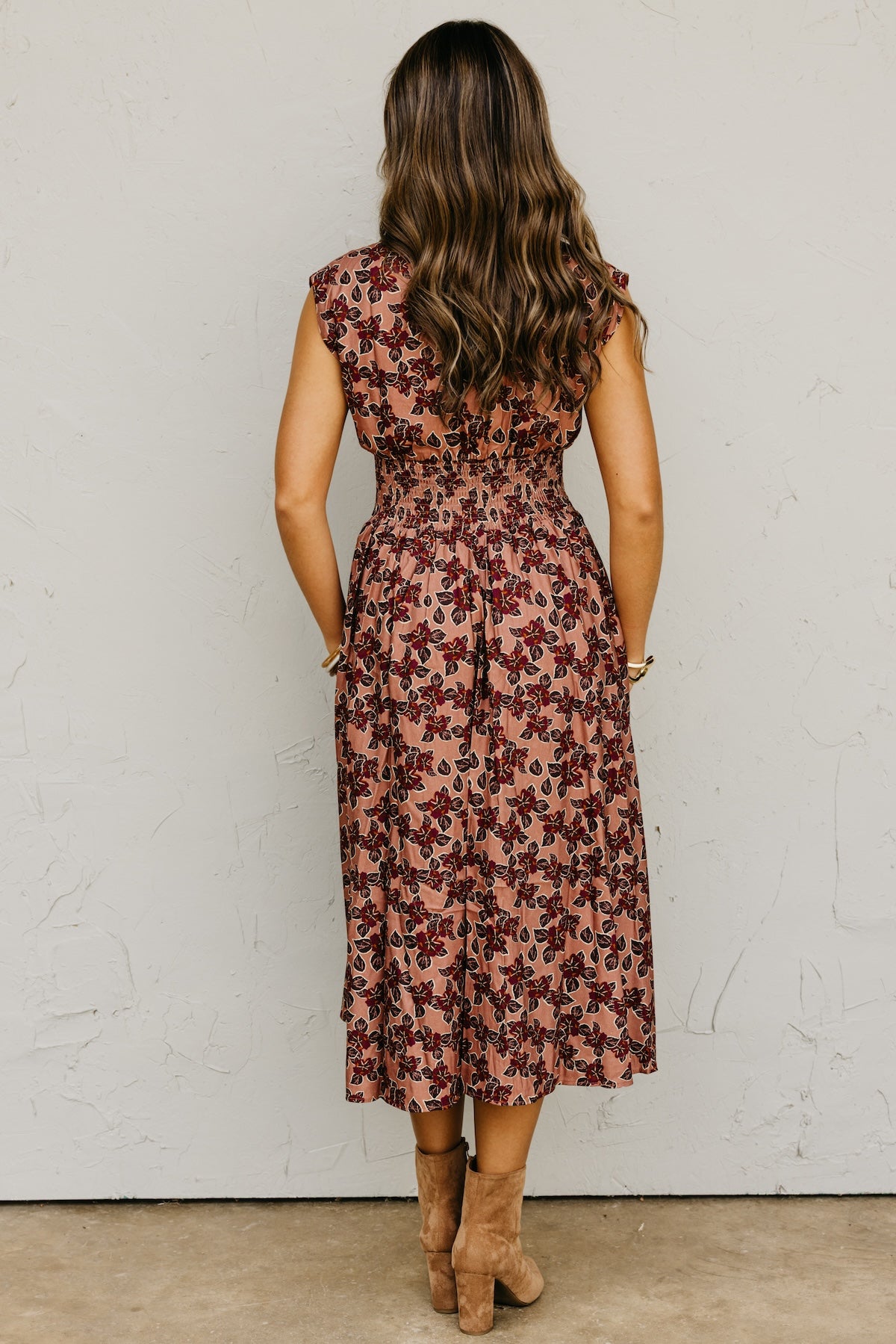 The Elora Floral Zip-Front Midi Dress