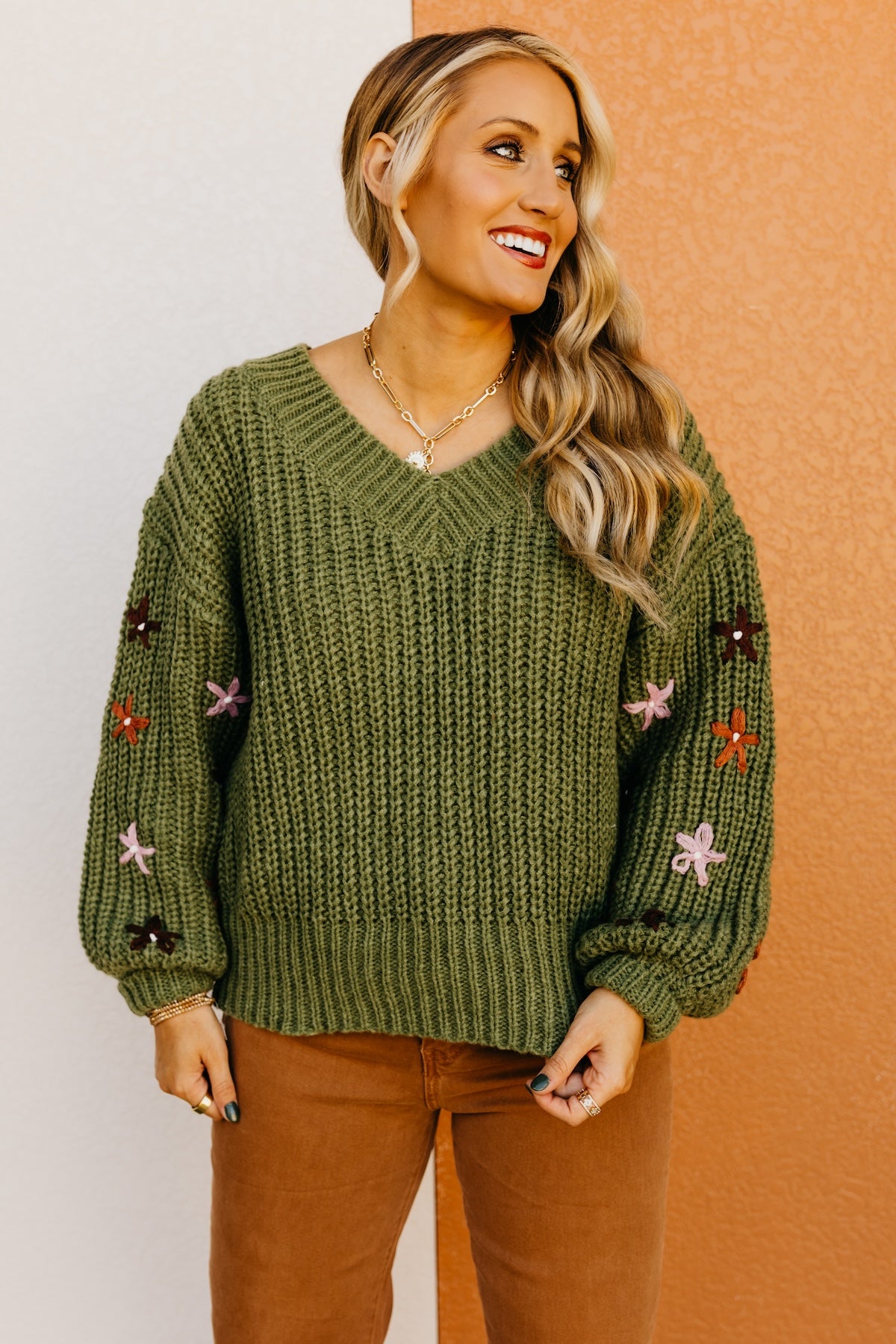 The Dario Floral Embroidered Chunky Knit Sweater | MOD Boutique