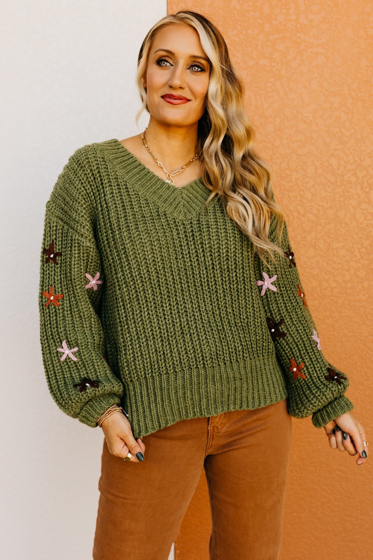 The Dario Floral Embroidered Chunky Knit Sweater