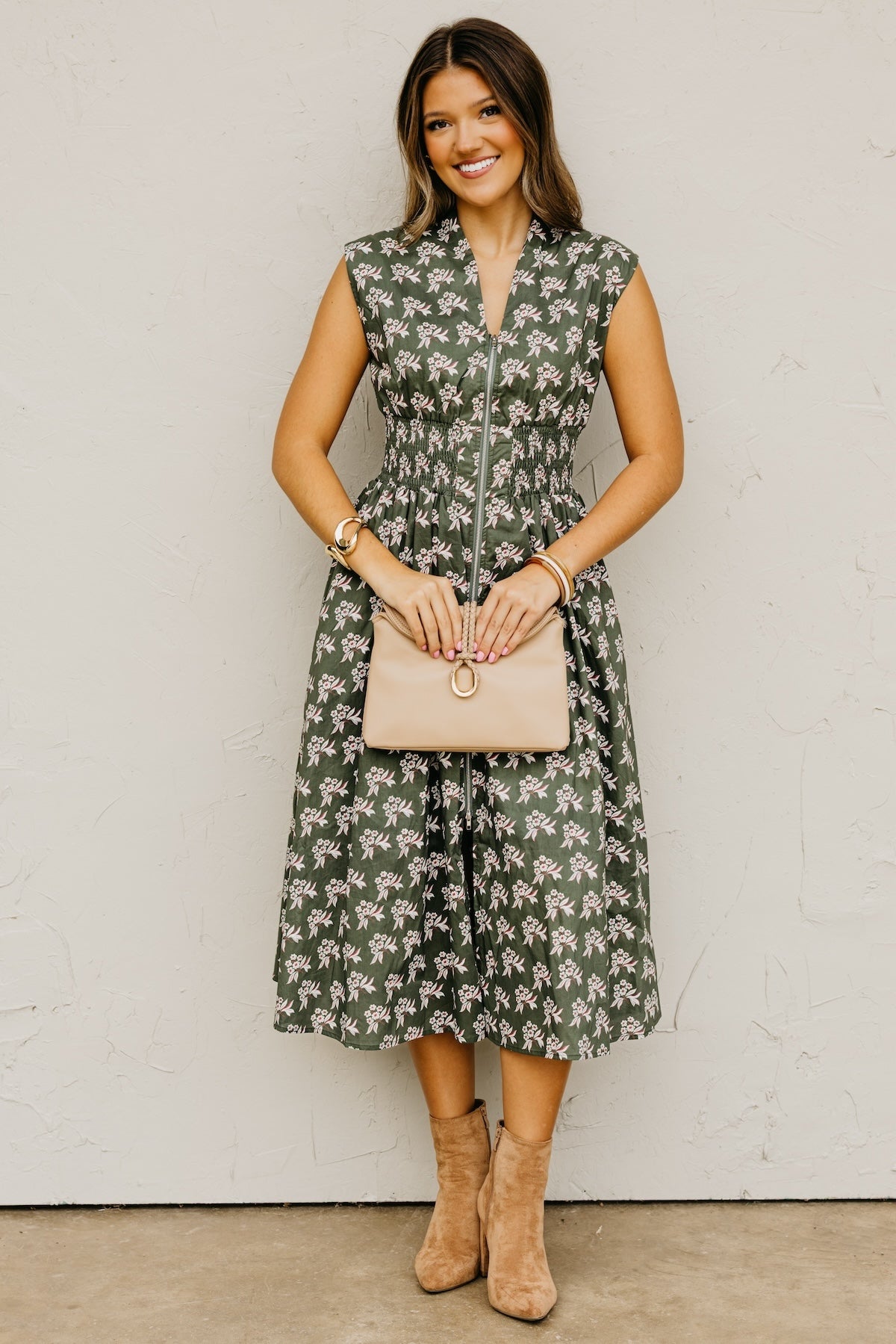 The Tayah Zip-Front Floral Midi Dress