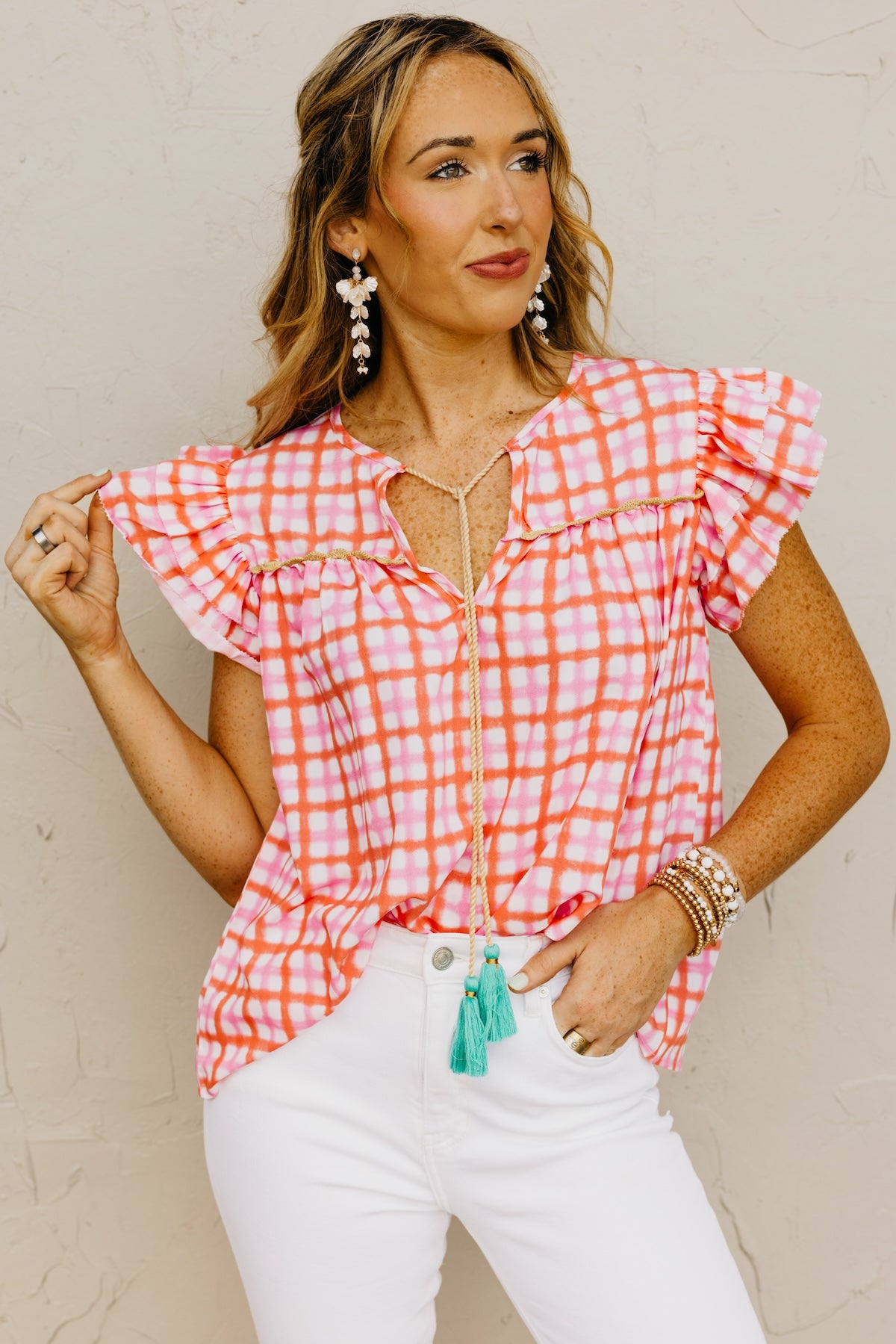 The Asa Pattern Flutter Sleeve Top
