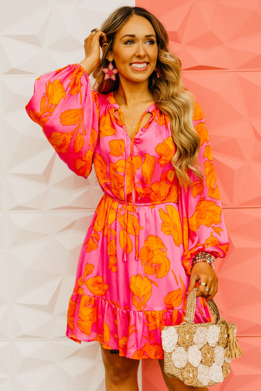 The Pacey Floral Balloon Sleeve Mini Dress