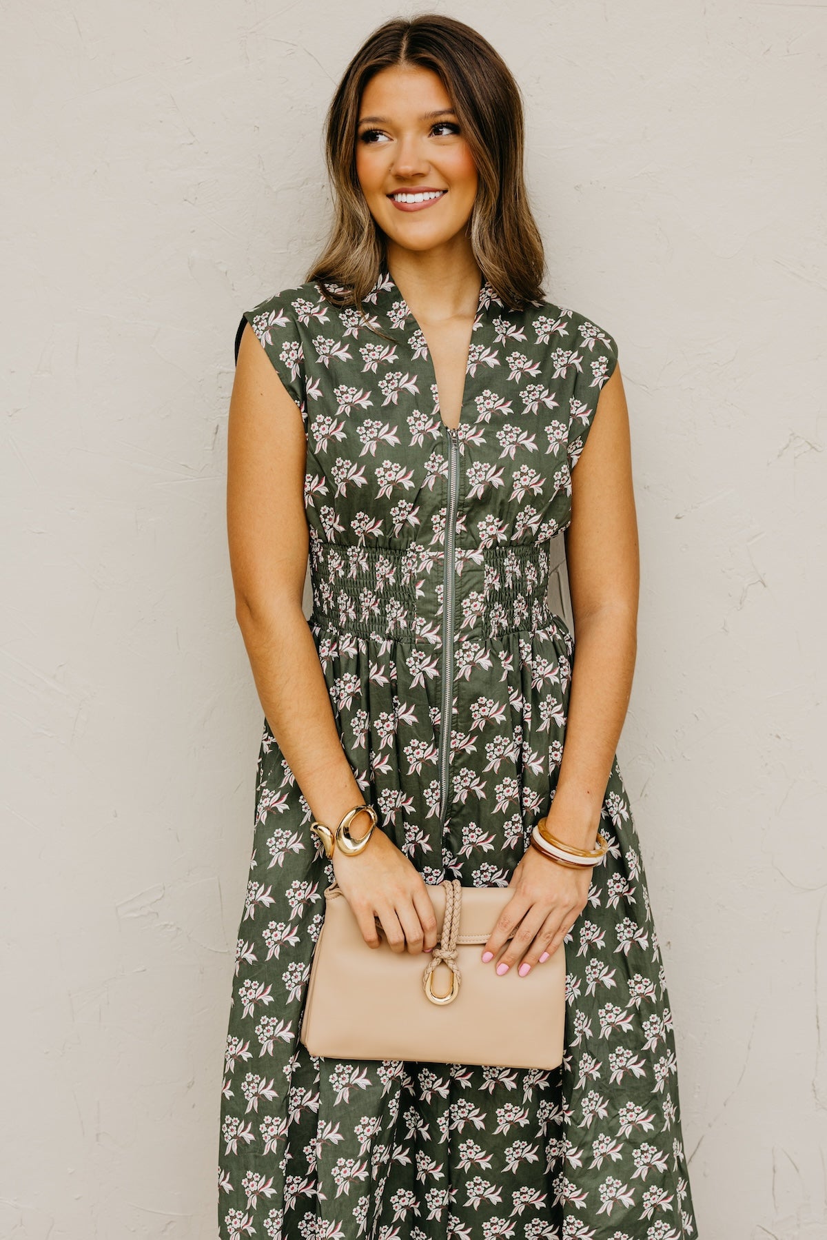 The Tayah Zip-Front Floral Midi Dress