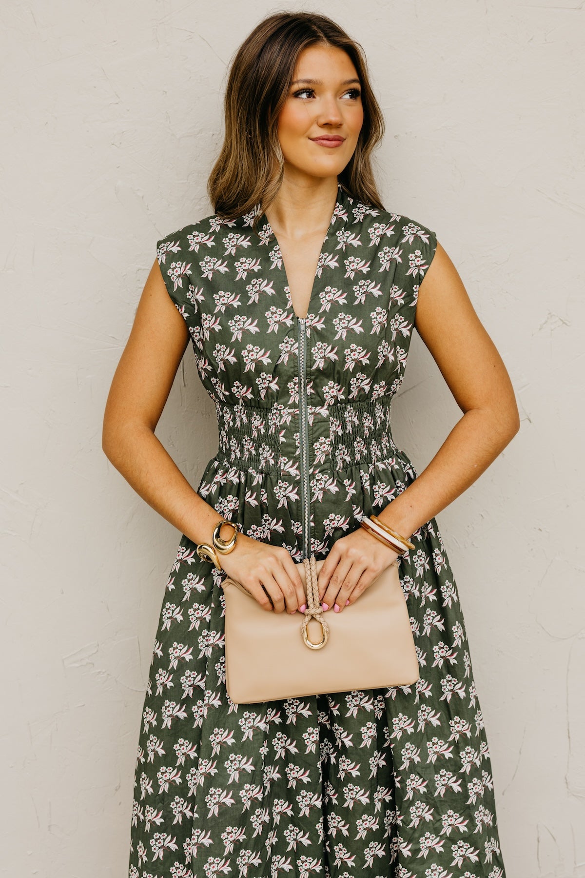 The Tayah Zip-Front Floral Midi Dress