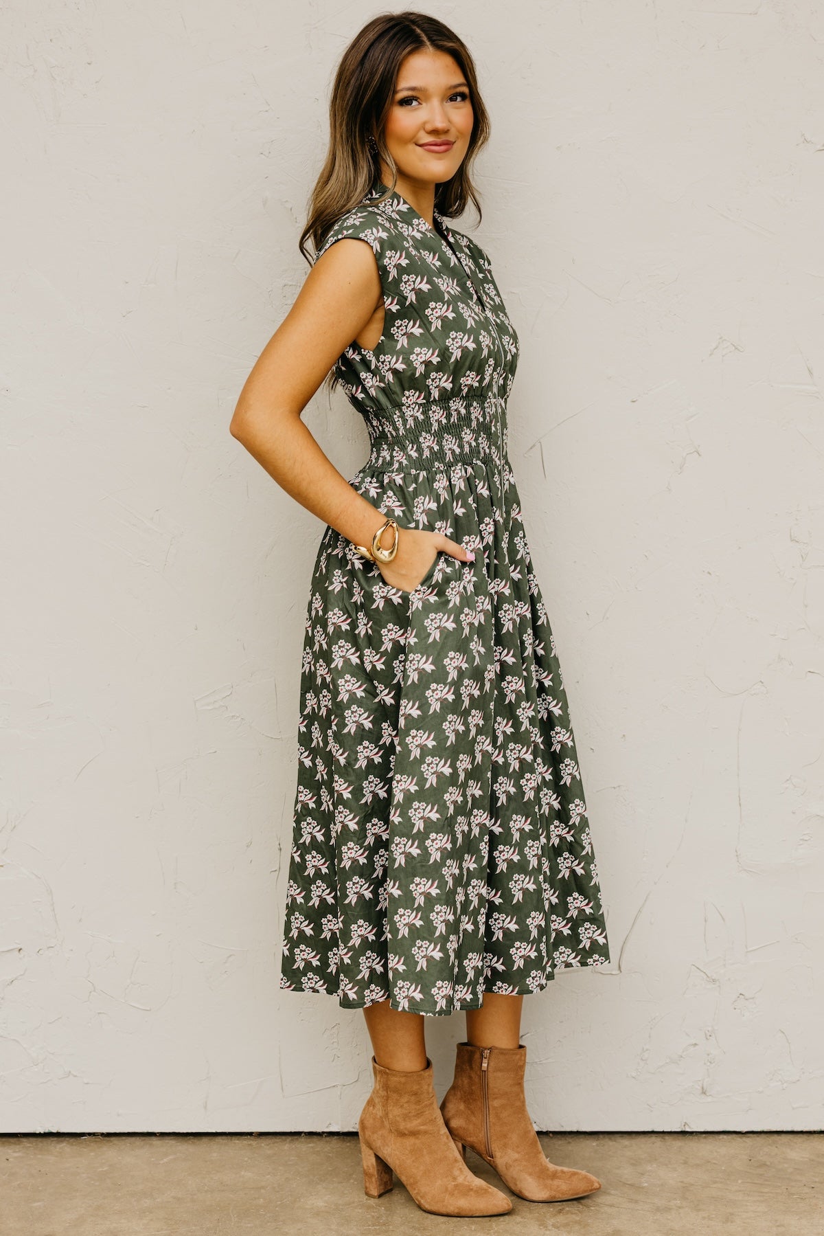 The Tayah Zip-Front Floral Midi Dress