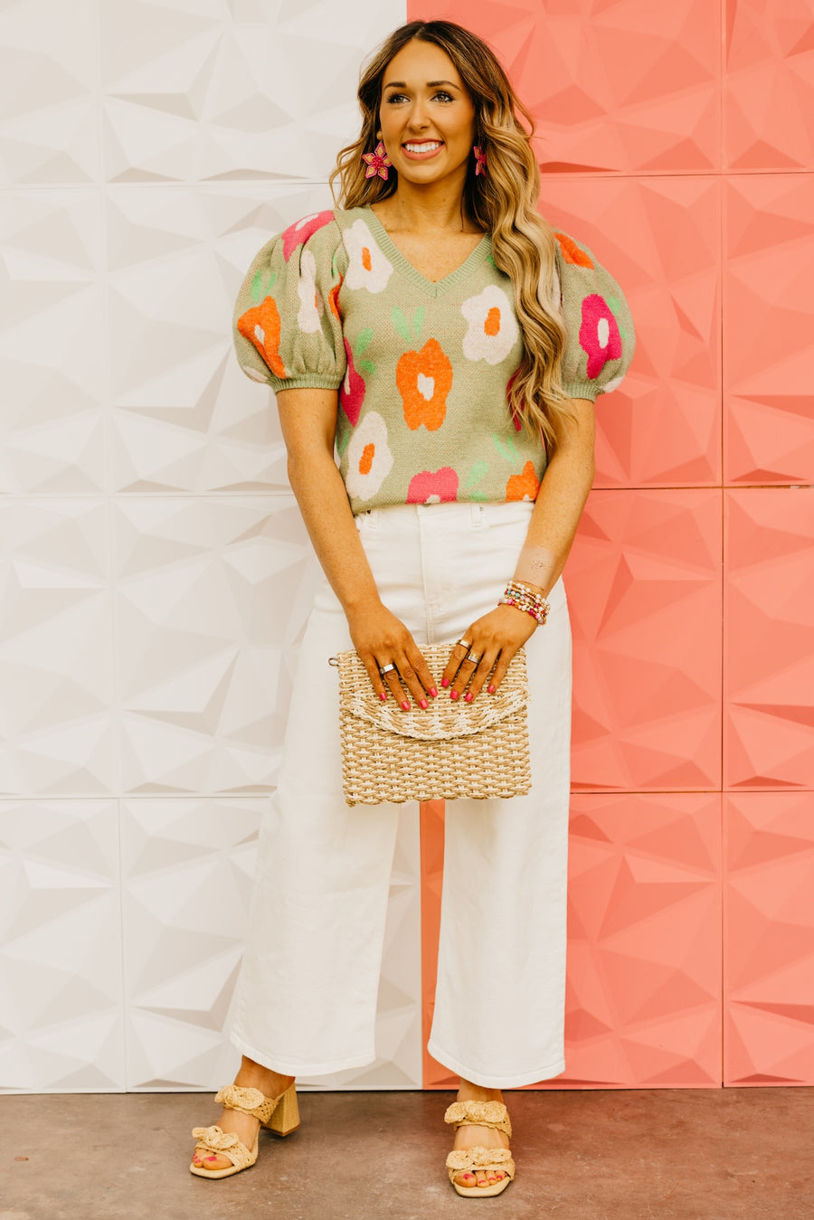 The Gracelyn Floral Puff Sleeve Sweater Top