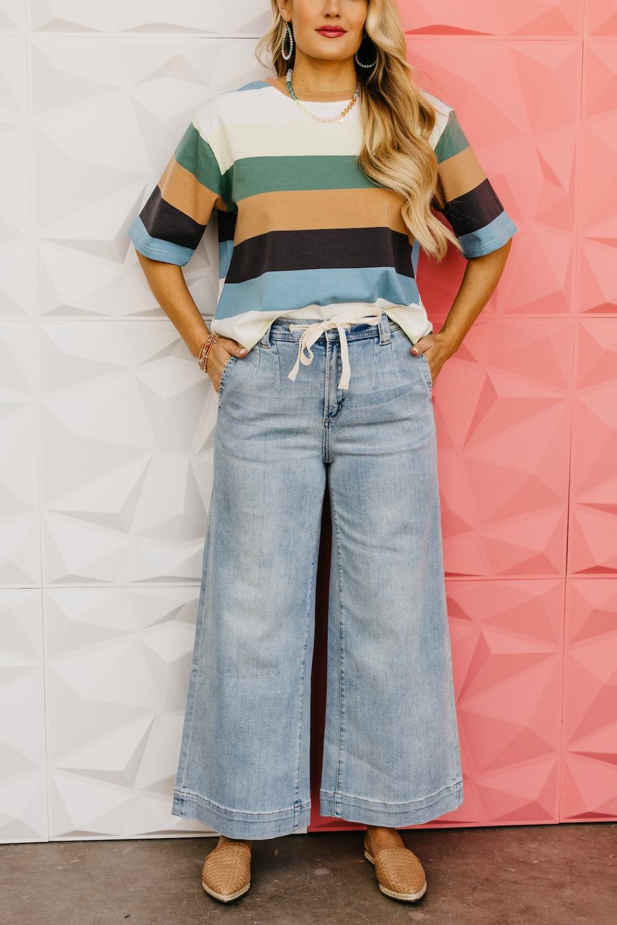 The Alisa Tie Front Wide Leg Denim