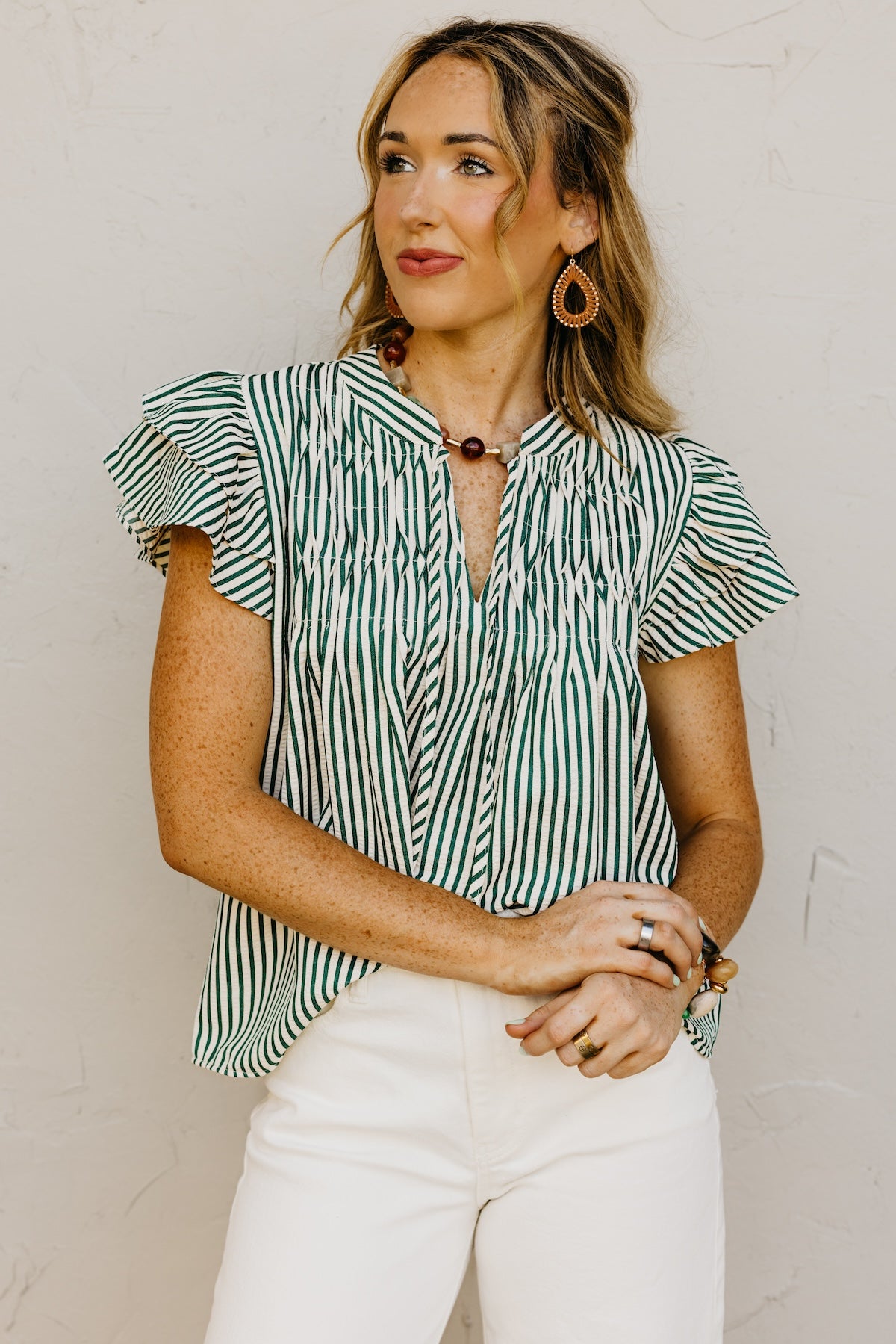 The Damon Ruffle Sleeve Striped Top