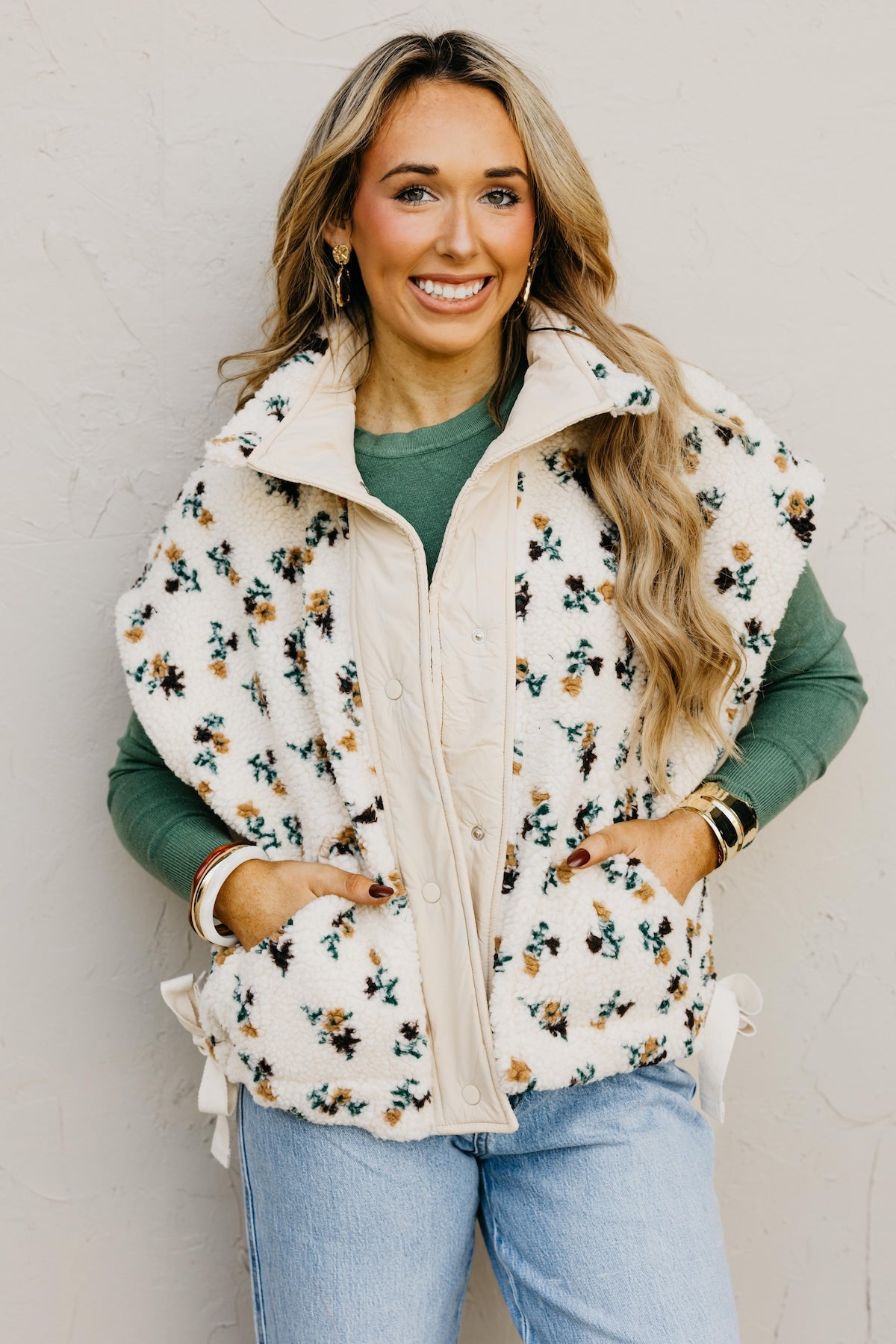 The Lyra Floral Sherpa Vest