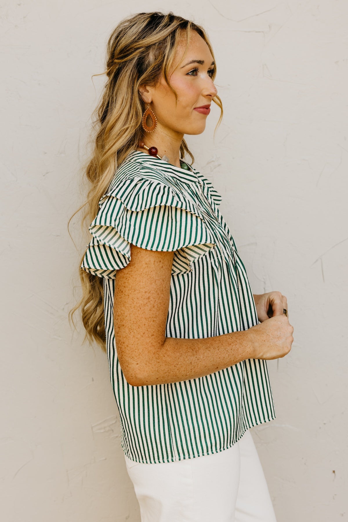 The Damon Ruffle Sleeve Striped Top