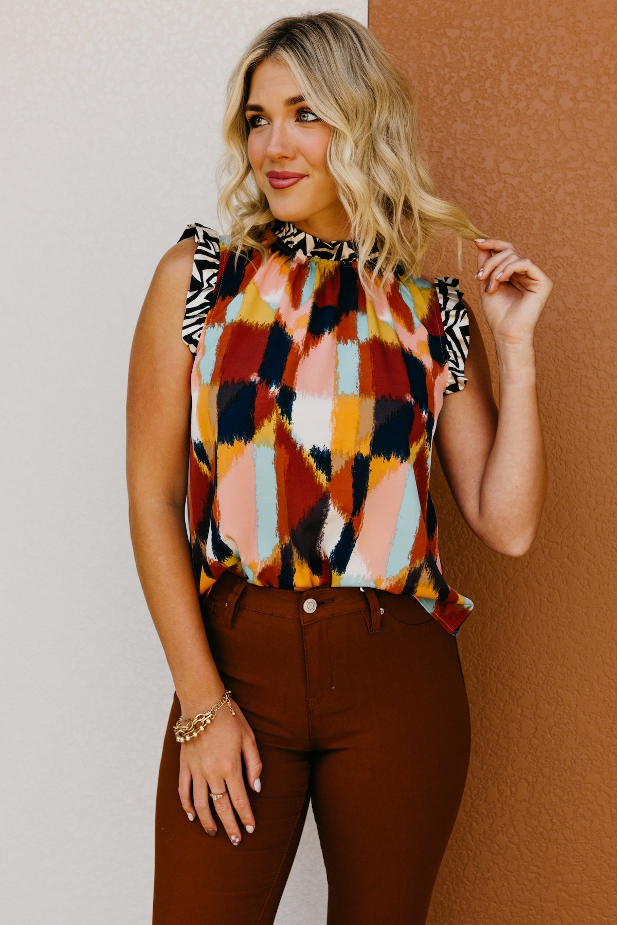 The Elora Mixed Media Watercolor Blouse  - FINAL SALE