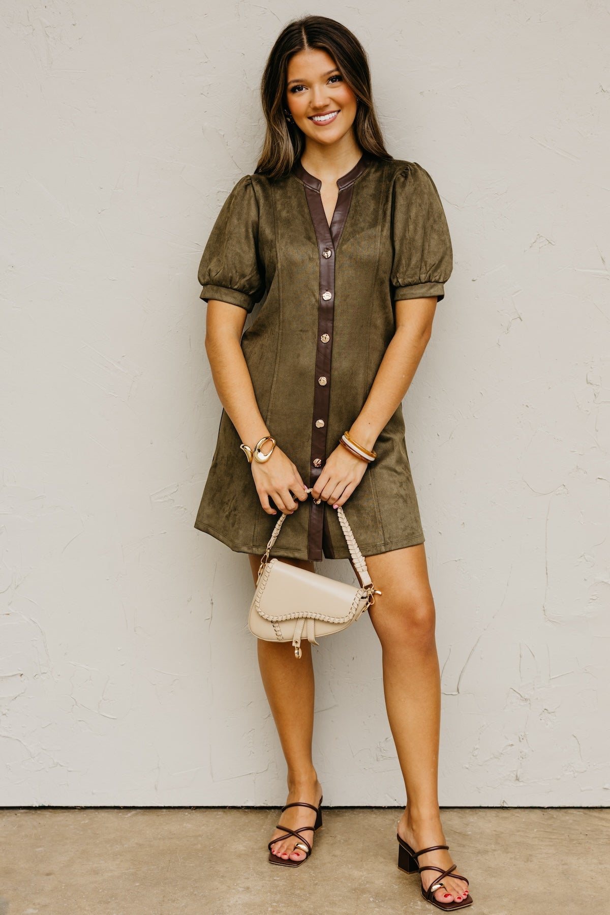The Shiloh Puff Sleeve Felt Mini Dress