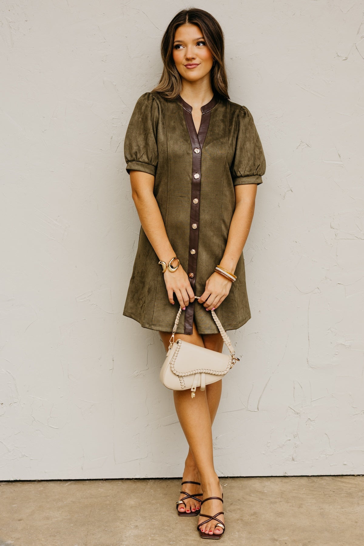 The Shiloh Puff Sleeve Felt Mini Dress