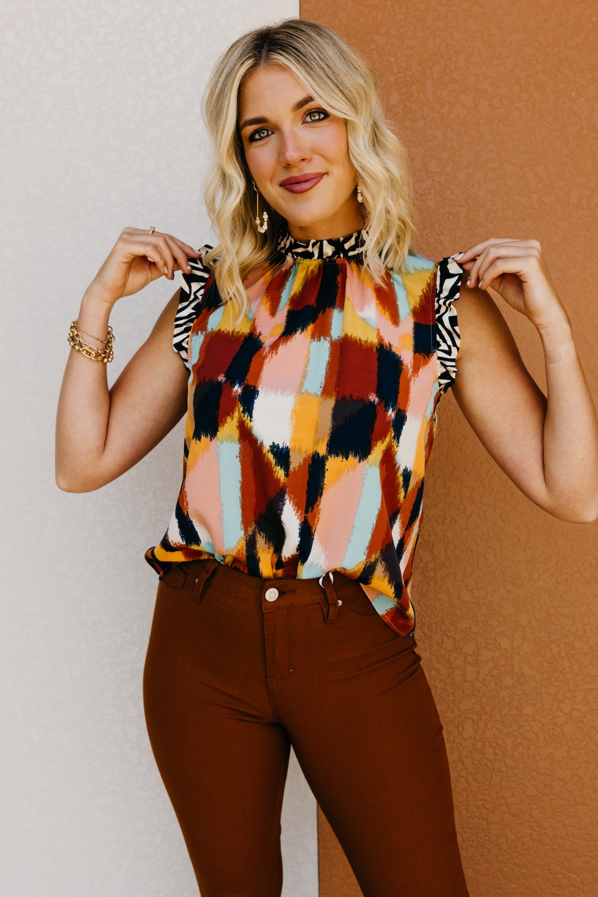 The Elora Mixed Media Watercolor Blouse  - FINAL SALE