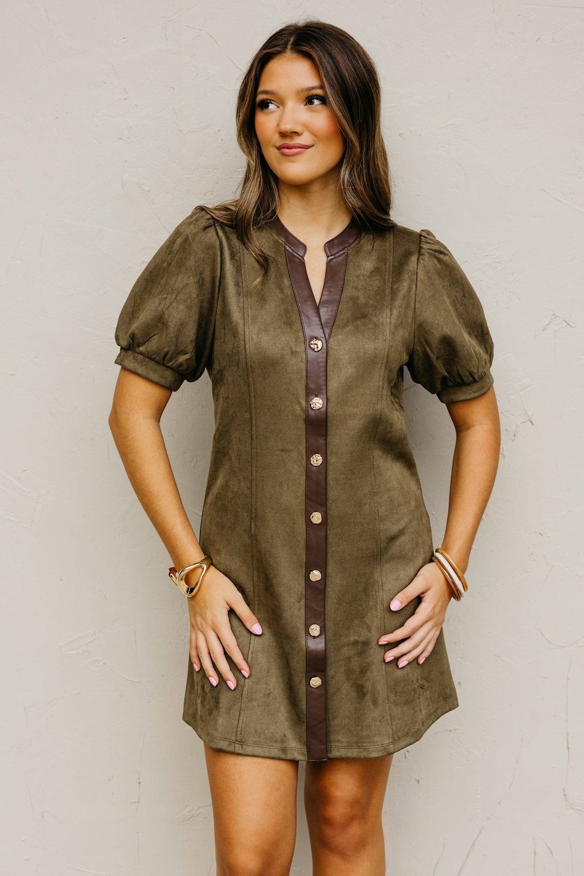 The Shiloh Puff Sleeve Felt Mini Dress