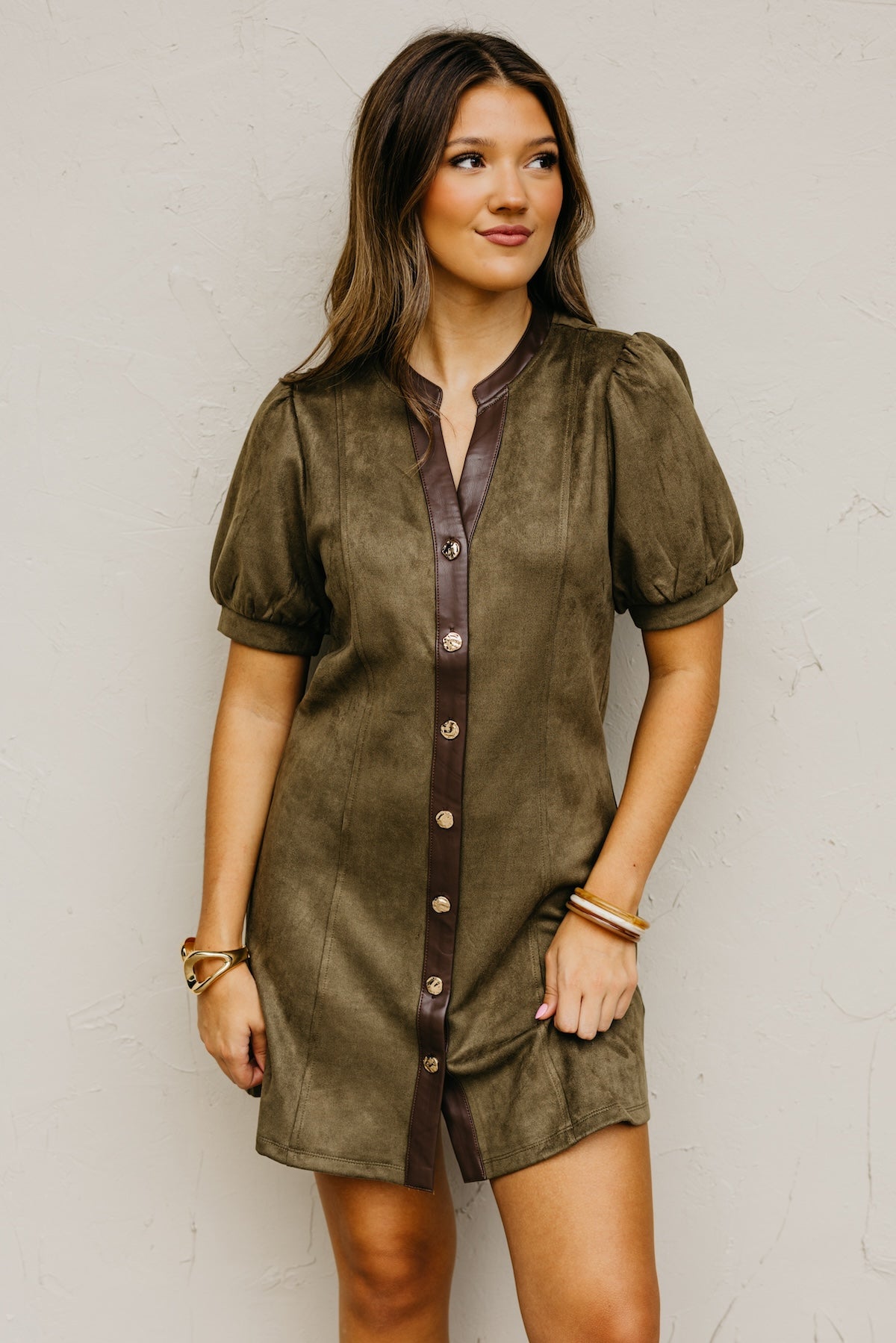 The Shiloh Puff Sleeve Felt Mini Dress