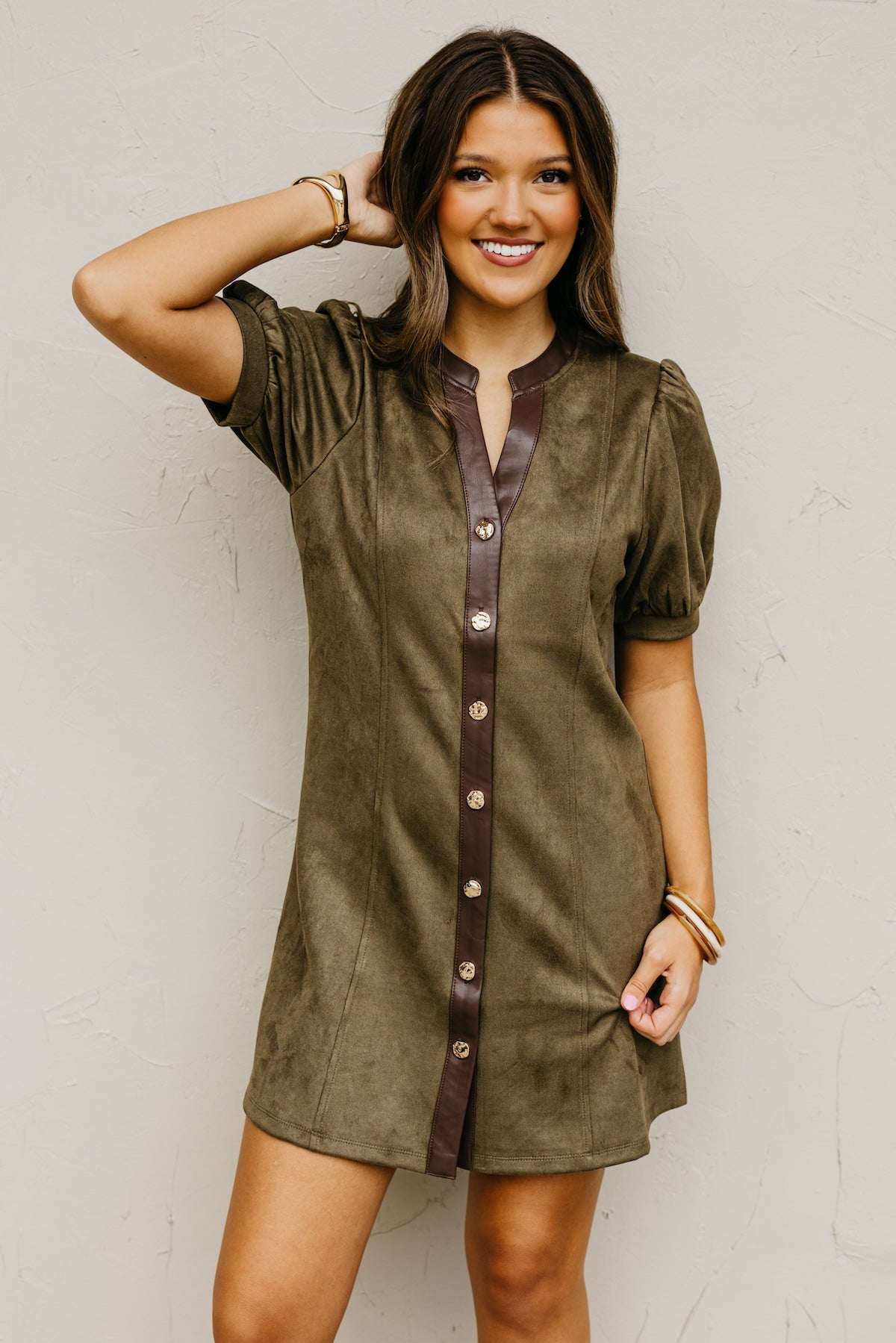 The Shiloh Puff Sleeve Felt Mini Dress