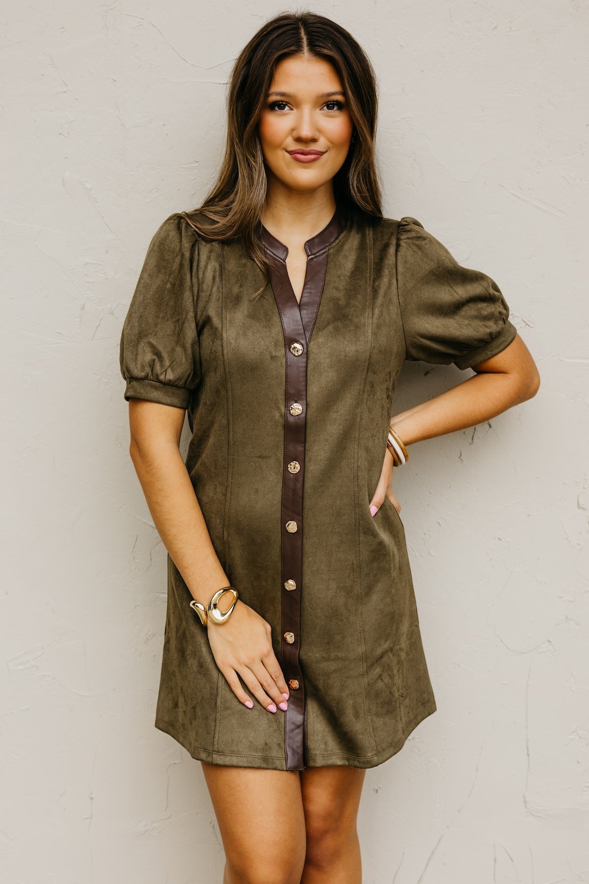 The Shiloh Puff Sleeve Felt Mini Dress