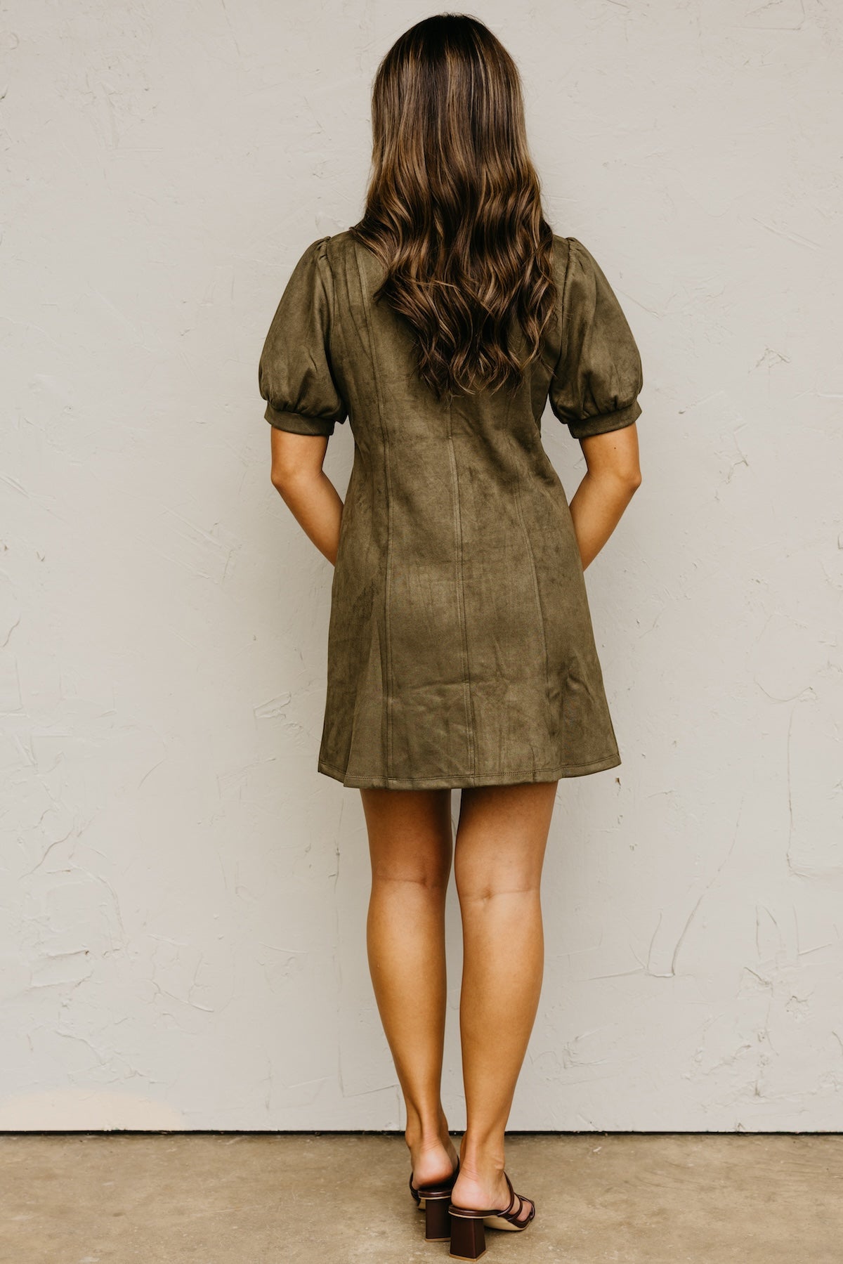 The Shiloh Puff Sleeve Felt Mini Dress