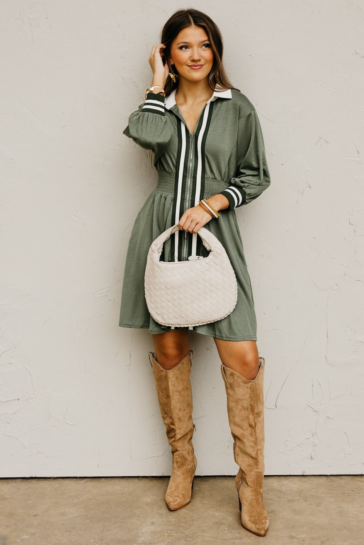 The Vada Zip-Front Knit Mini Dress