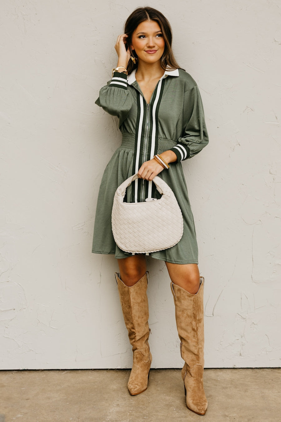 The Vada Zip-Front Knit Mini Dress