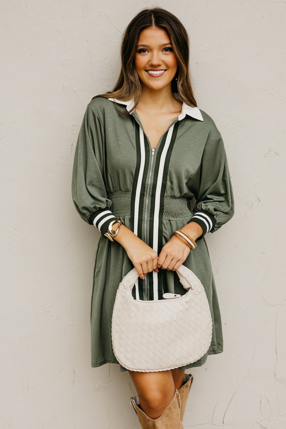 The Vada Zip-Front Knit Mini Dress