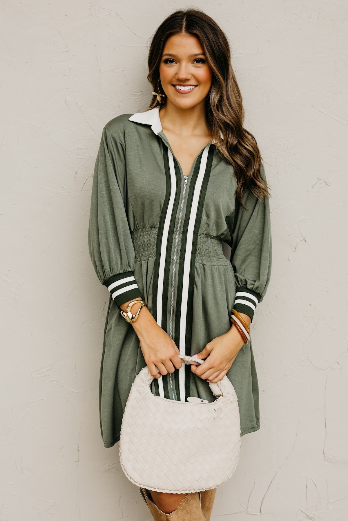 The Vada Zip-Front Knit Mini Dress