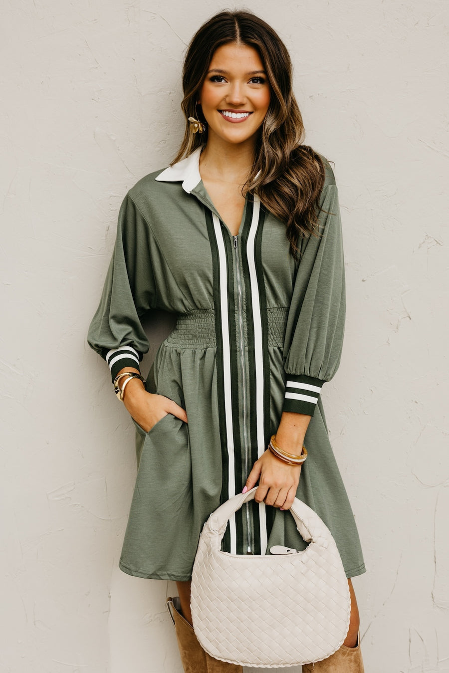 The Vada Zip-Front Knit Mini Dress