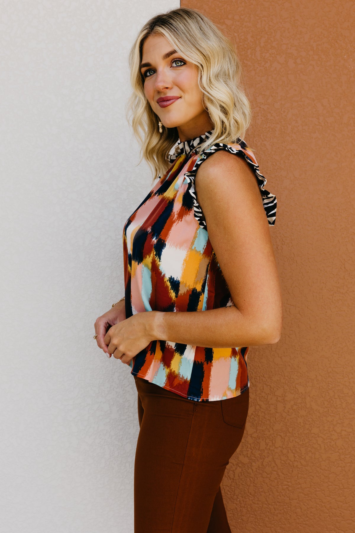 The Elora Mixed Media Watercolor Blouse  - FINAL SALE