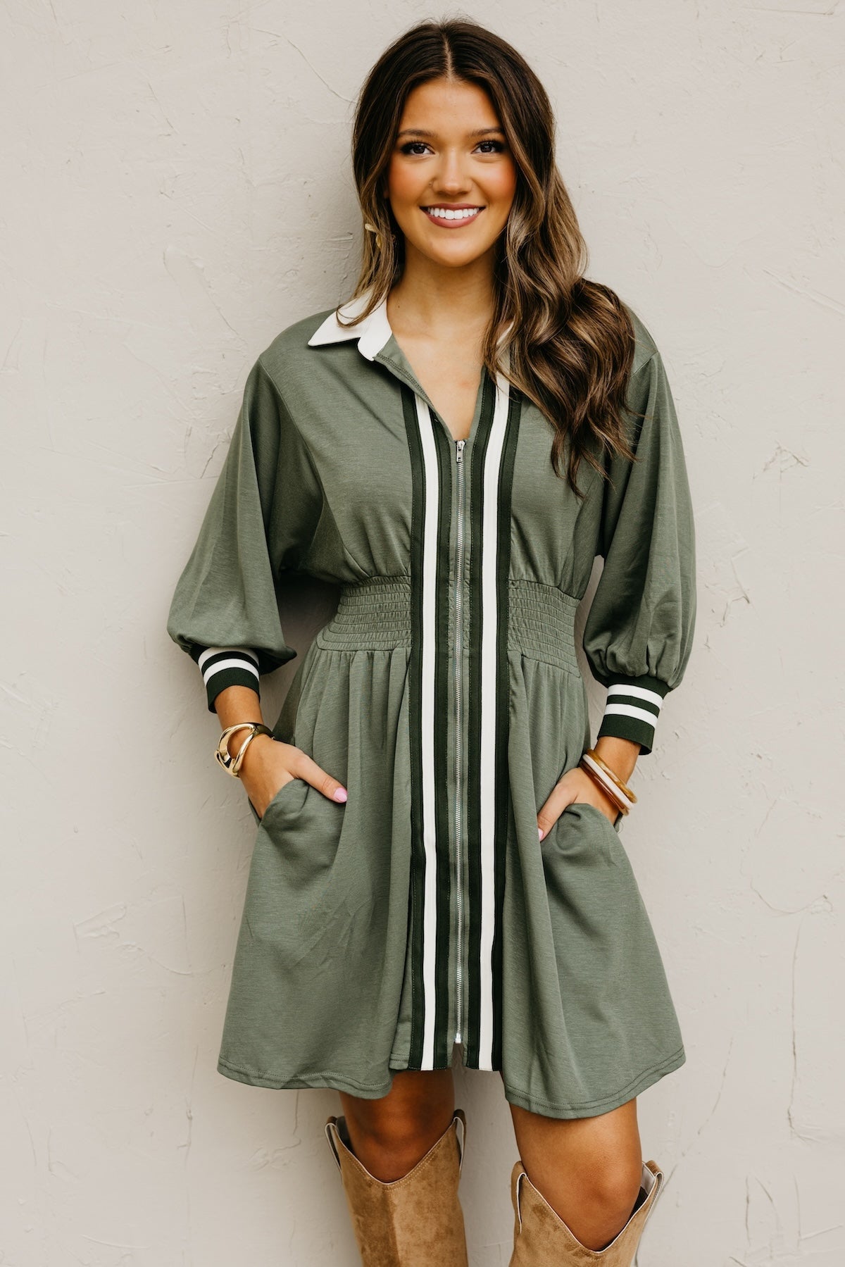 The Vada Zip-Front Knit Mini Dress
