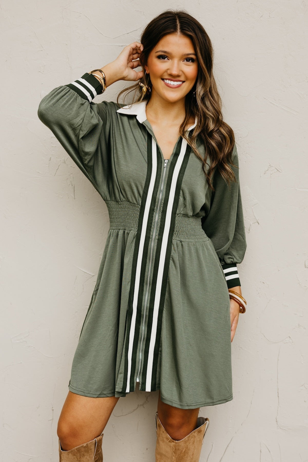The Vada Zip-Front Knit Mini Dress
