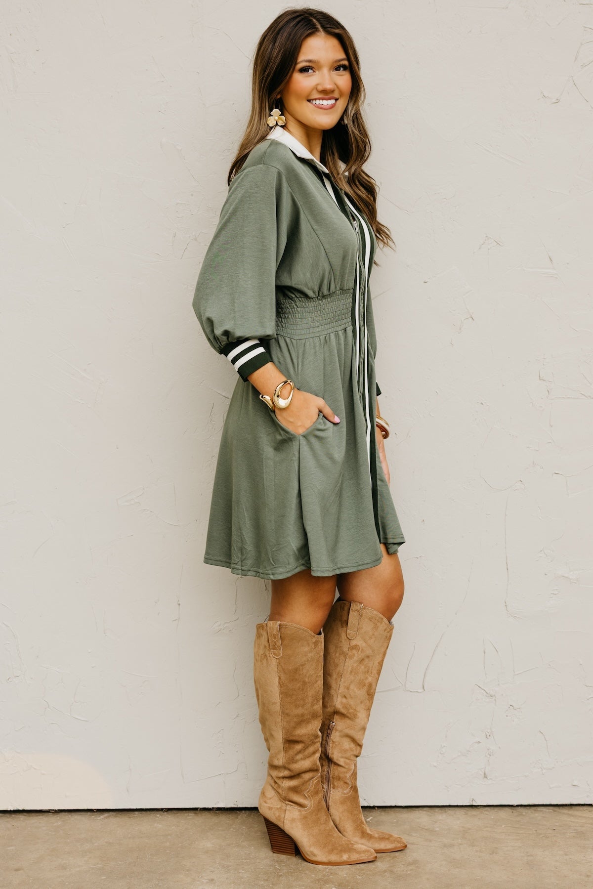 The Vada Zip-Front Knit Mini Dress