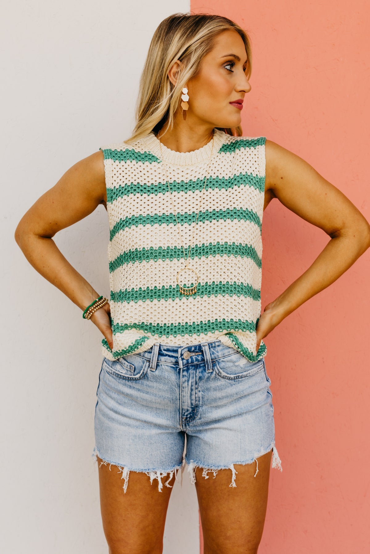 The Danna Striped Sleeveless Sweater