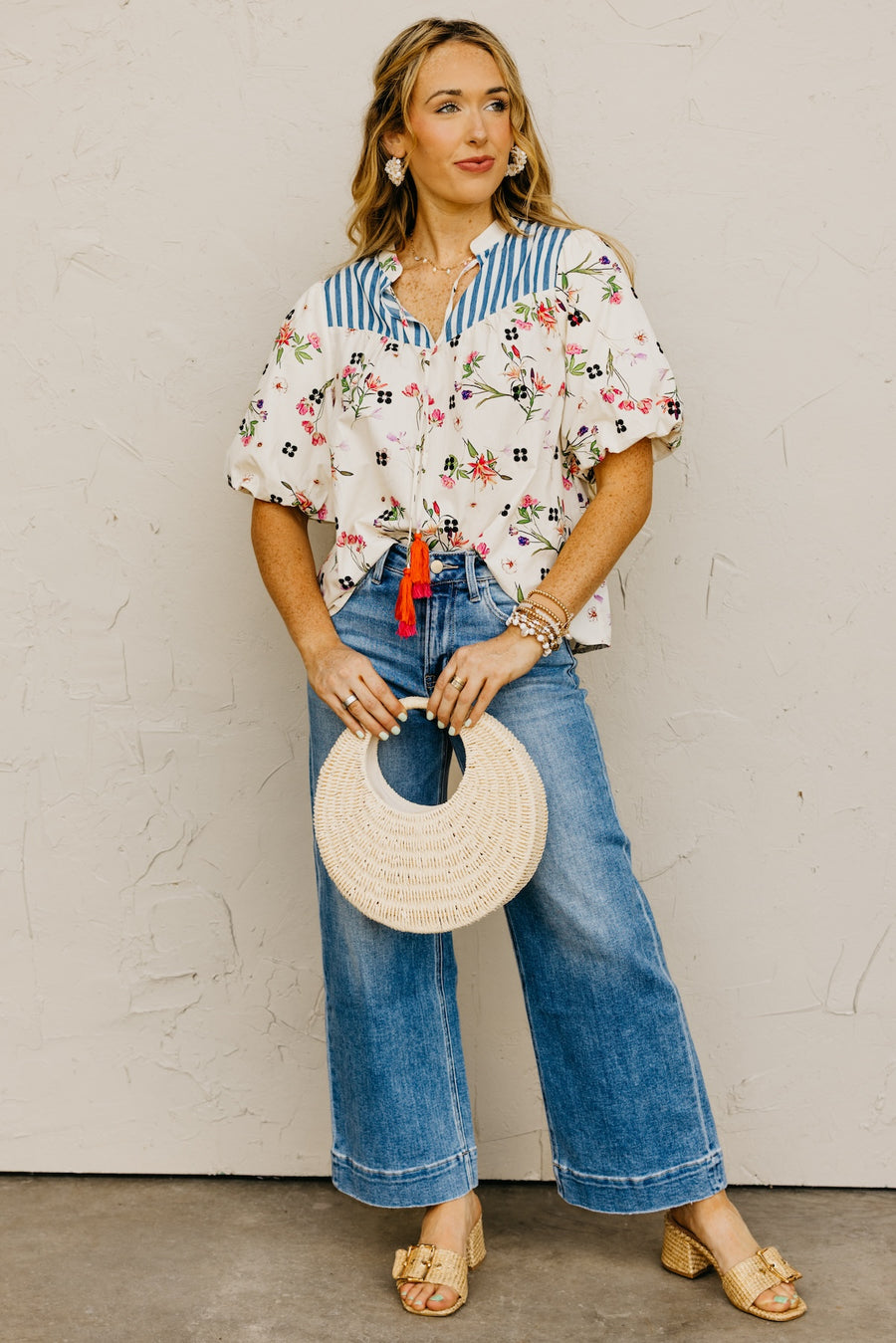 The Callum Floral Tassel Tie Top
