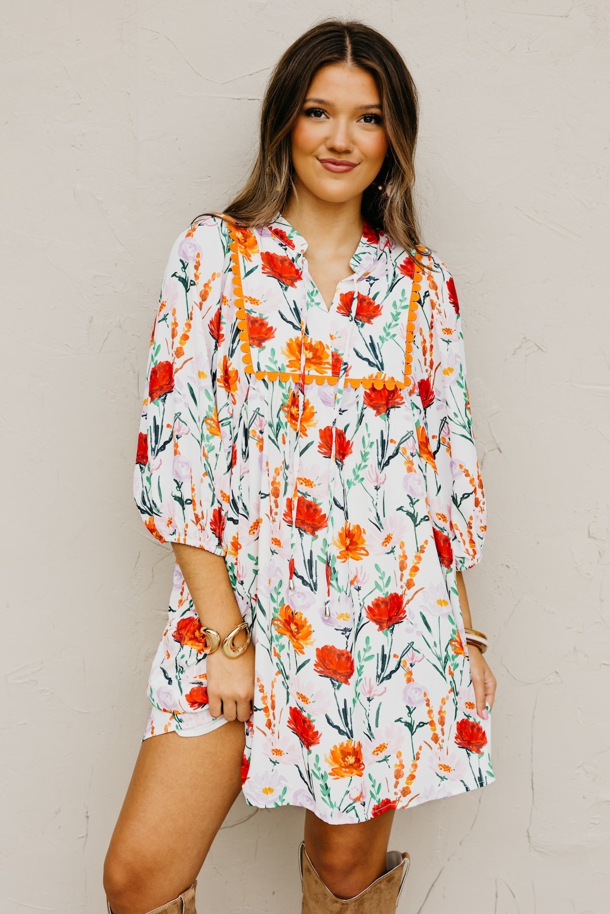 The Matilda Ric Rac Floral Mini Dress