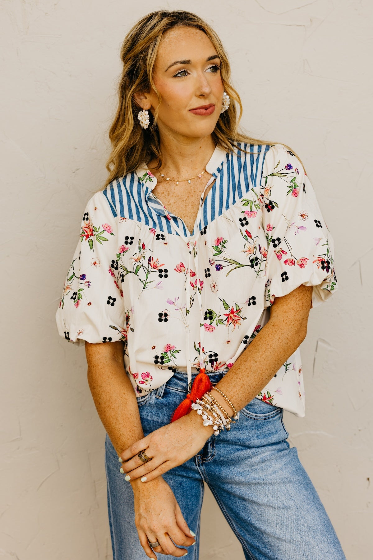 The Callum Floral Tassel Tie Top