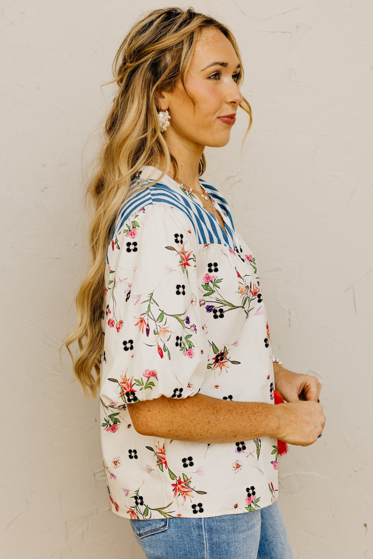 The Callum Floral Tassel Tie Top