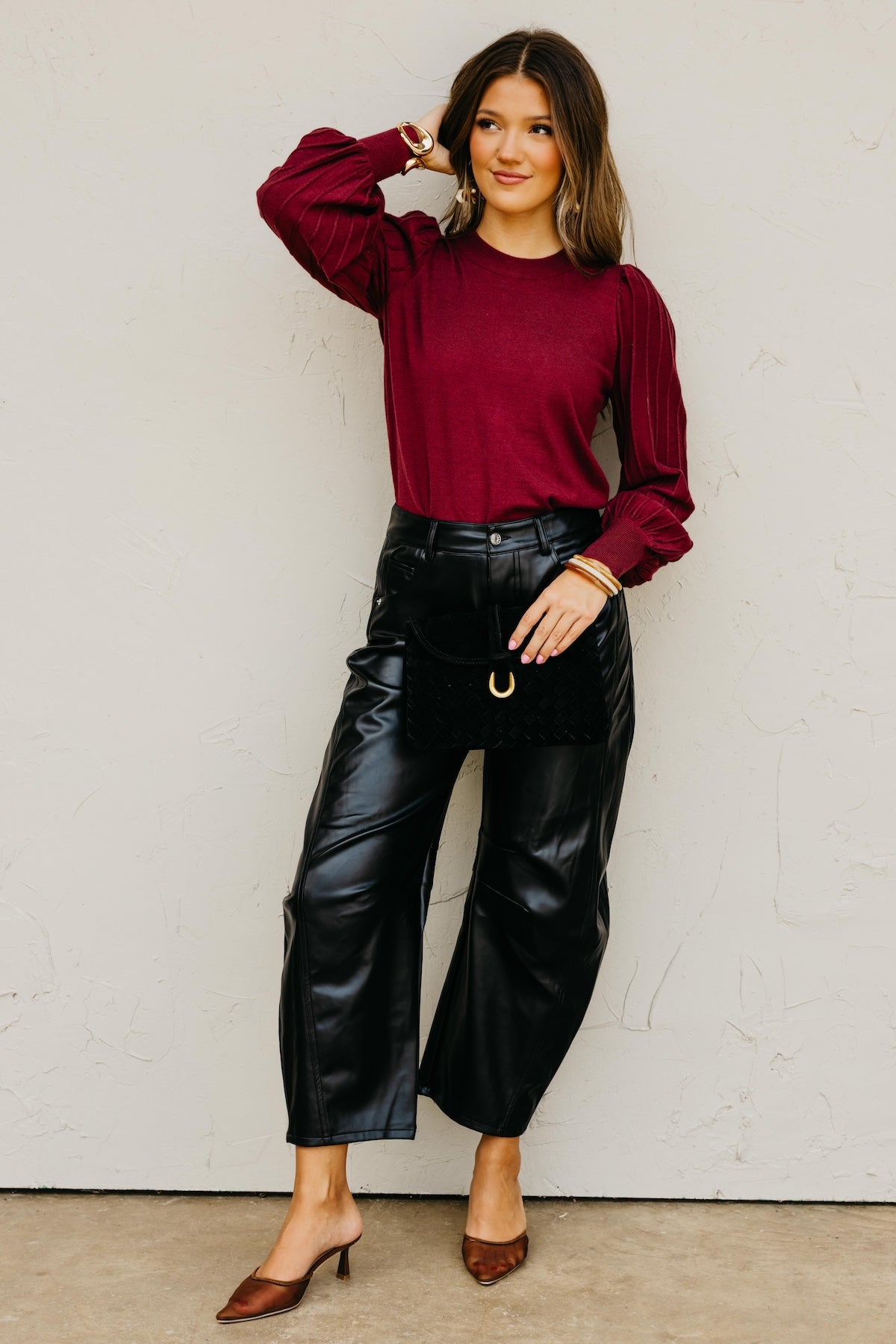 The Aleesia Pleated Puff Sleeve Sweater